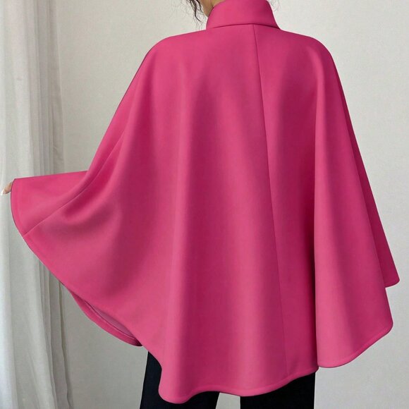 Pink Elegant Women's cape jacket - Picture 2 of 6